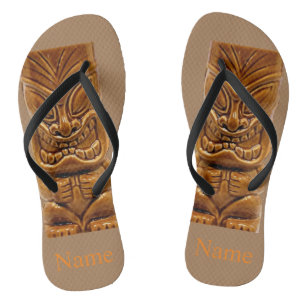 Gold Tiki Sculpture Thunder_Cove Flip Flops