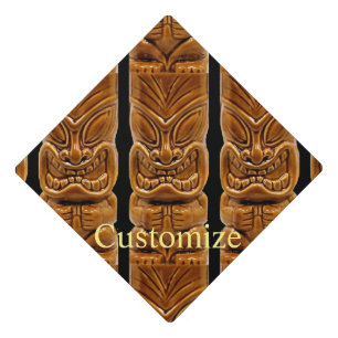 Gold Tiki Sculpture Thunder_Cove Graduation Cap Topper