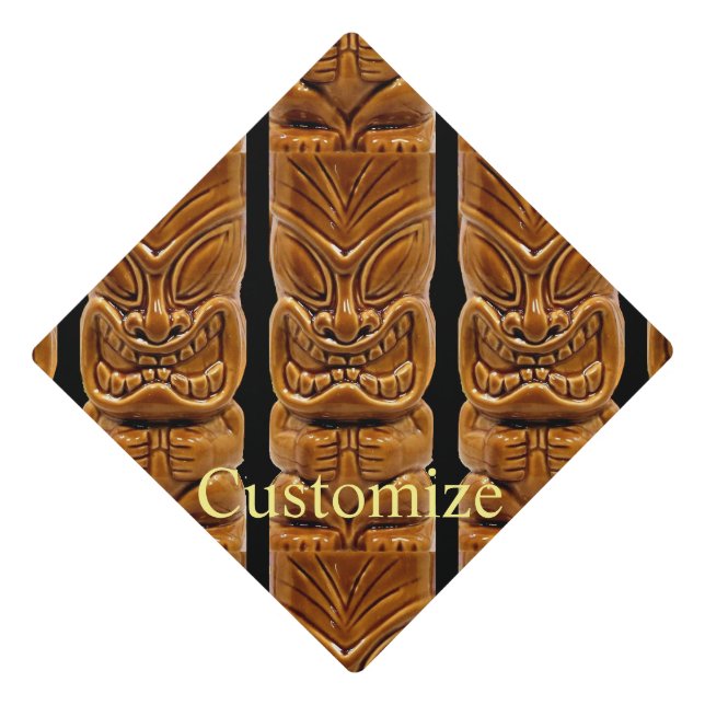 Gold Tiki Sculpture Thunder_Cove Graduation Cap Topper (Front)
