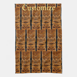 Gold Tiki Sculpture Thunder_Cove Kitchen Towel