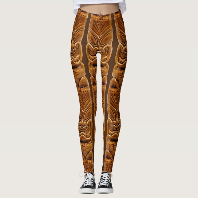 Gold Tiki Sculpture Thunder_Cove  Leggings (Front)