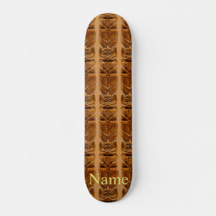 Gold Tiki Sculpture Thunder_Cove  Skateboard