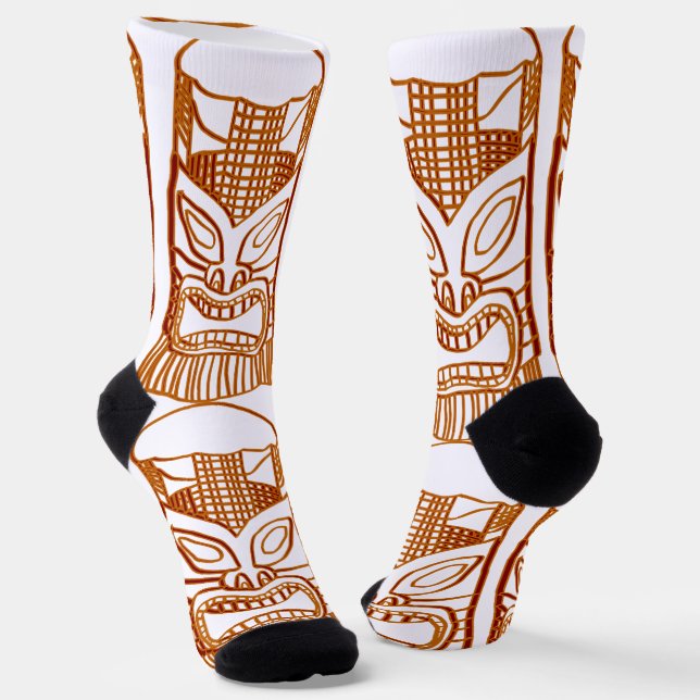Gold  Tiki Sculpture Thunder_Cove Socks (Angled)