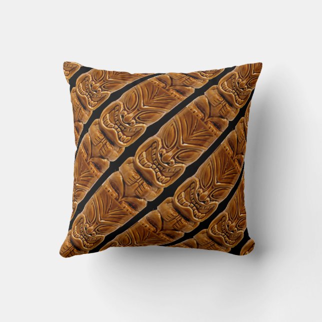 Gold Tiki Sculpture Thunder_Cove Throw Pillow (Back)