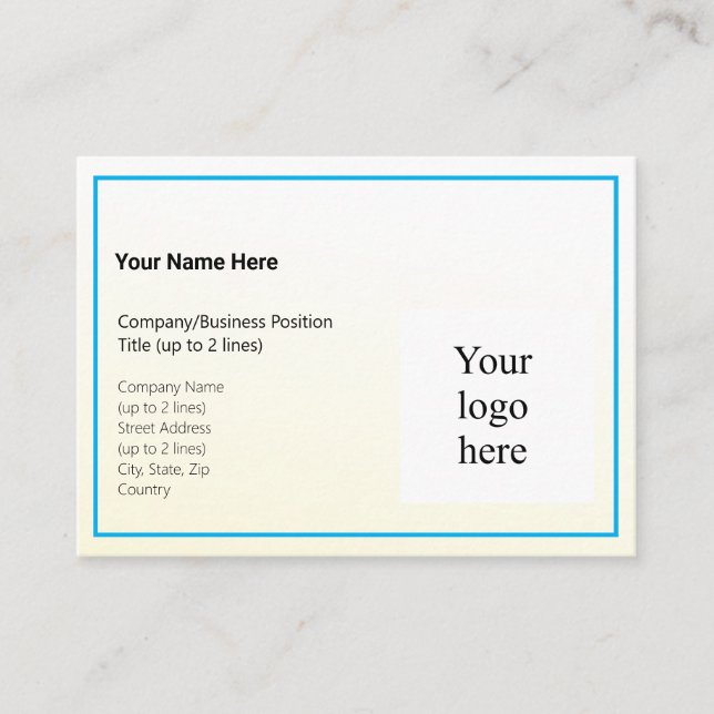 Gold Tint Gradient & Sky Blue Logo Mighty Business Card (Front)