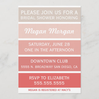 Gold to Coral Bridal Shower Invitation