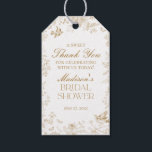 Gold Toile De Jouy Bridal Shower Favours Gift Tags<br><div class="desc">Elevate your celebrations with our gold Toile party decor, featuring detailed floral french country toile on a warm white background. This regency-inspired Chinoiserie design exudes elegance and sophistication. ★ Let me help you plan your next party! ★ If you need coordinating décor, please check my matching collection. If you have...</div>