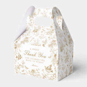 Gold Toile De Jouy Floral Dessert Favour Boxes