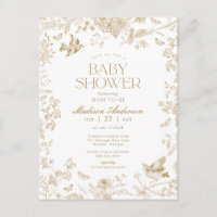 Gold Toile De Jouy French Floral Baby Shower