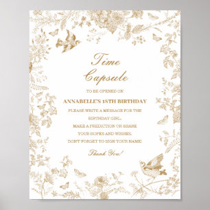 Gold Toile De Jouy Time Capsule Baby Birthday Game Poster
