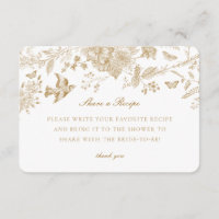 Gold Toile Jouy Share a Recipe Invitation Insert