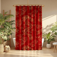 Gold Tone Chinese Dragon and Red