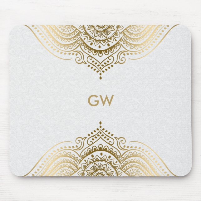 Gold tone mandala design mouse pad (Front)