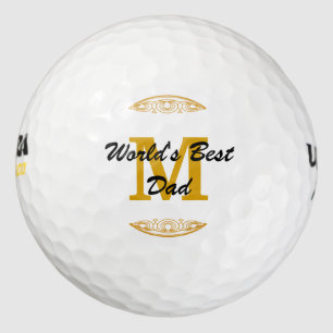 Gold Tone Monogram Scrollwork Worlds Best Dad Golf Balls