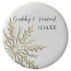 Gold Tone Snowflake on White Winter Wedding Favour