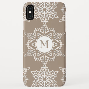 Gold Tone Snowflakes Christmas Monogram iPhone XS Max Case