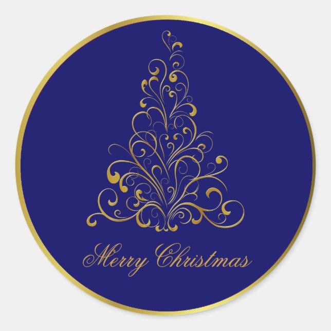 Gold Tone Stylized Christmas Tree Stickers (Front)