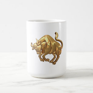Gold Tone Taurus Zodiac Sign Bull Symbol Coffee Mug
