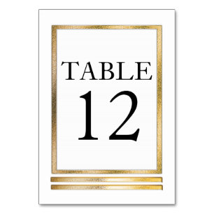 Gold Tone   White Modern Simple Elegant Table Number