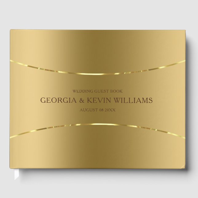 Gold tones background shiny gold accents guest book (Front)