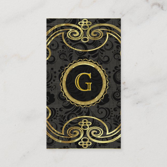 Gold Tones Baroque Swirls Pattern 2 Business Card (Front)