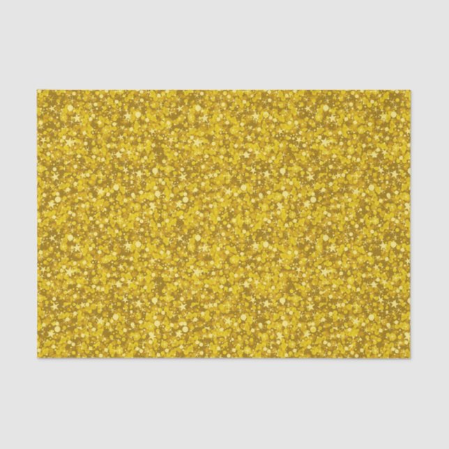 Gold Tones Faux Glitter & Sparkles Pattern Tissue Paper (Front)