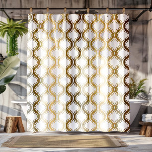 Gold Tones & Geometric Pattern On White