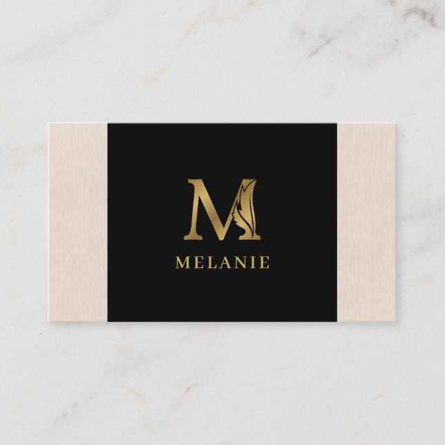 Gold tones letter M floral decorative Business Card (Front)