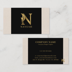 Gold tones letter N floral decorative Business Card