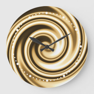 Gold Tones Soft Focus Spiral Swirl Illusion Large Clock
