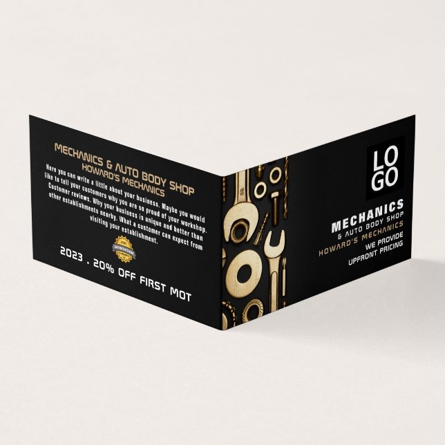 Gold Tools, Auto Mechanic & Repairs, Detailed Business Card (Outside)