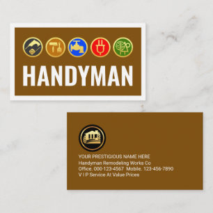 Gold Tools On Handyman Service Business Card