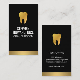 Gold Tooth   Gold Trim Sleek Black Business Card
