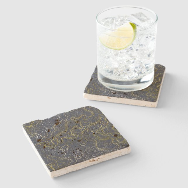 Gold Topography  Stone Coaster (Side)