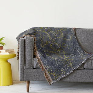 Gold Topography Throw Blanket