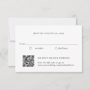 Gold Traditional and QR Code Wedding RSVP Card