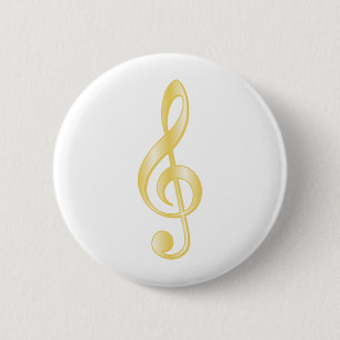 "Gold" Treble Clef 2 Inch Round Button