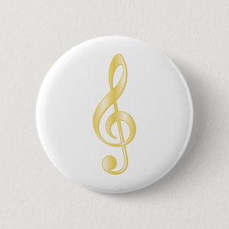 "Gold" Treble Clef 2 Inch Round Button