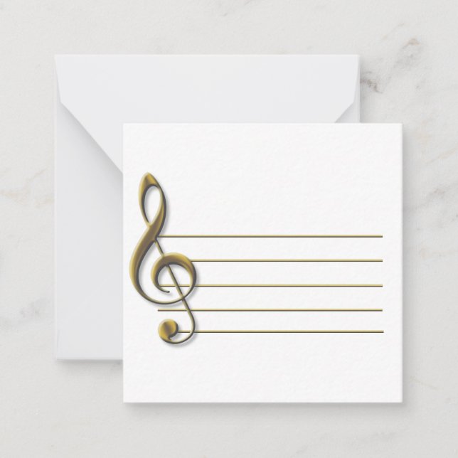 Gold Treble Clef Blank Notecard (Front)