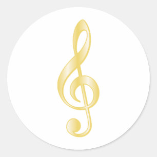 "Gold" Treble Clef Classic Round Sticker