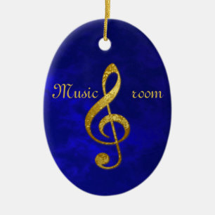 "gold" treble clef - home decor ceramic ornament