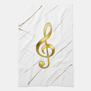 Gold Treble Clef Marble Home Decor Kitchen Towel