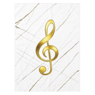 Gold Treble Clef Marble Home Decor Tablecloth