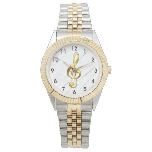 Gold Treble Clef Marble Watch