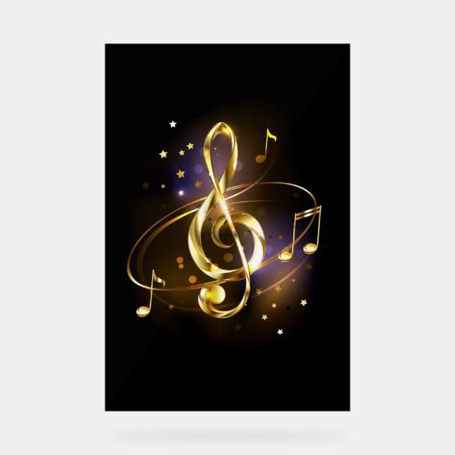 Gold Treble Clef Music Acrylic Sign (Front)
