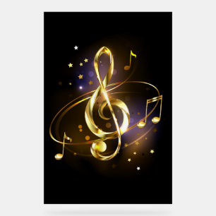 Gold Treble Clef Music Acrylic Sign