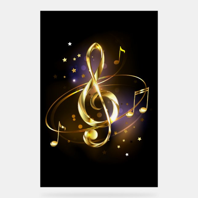 Gold Treble Clef Music Acrylic Sign (Front)