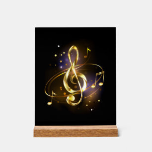 Gold Treble Clef Music Acrylic Sign