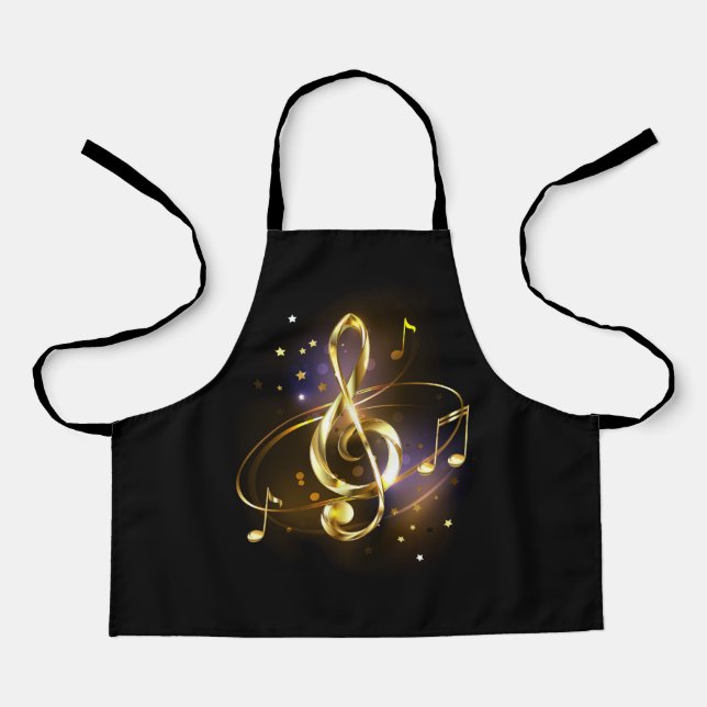 Gold Treble Clef Music Apron (Front)