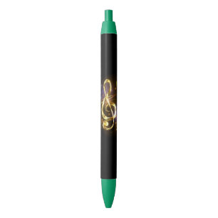 Gold Treble Clef Music Black Ink Pen
